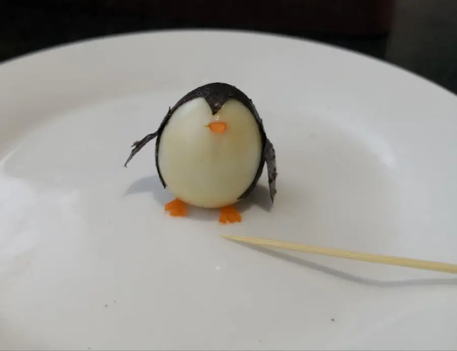 Creative meal for children: cartoon penguin quail eggs step 0