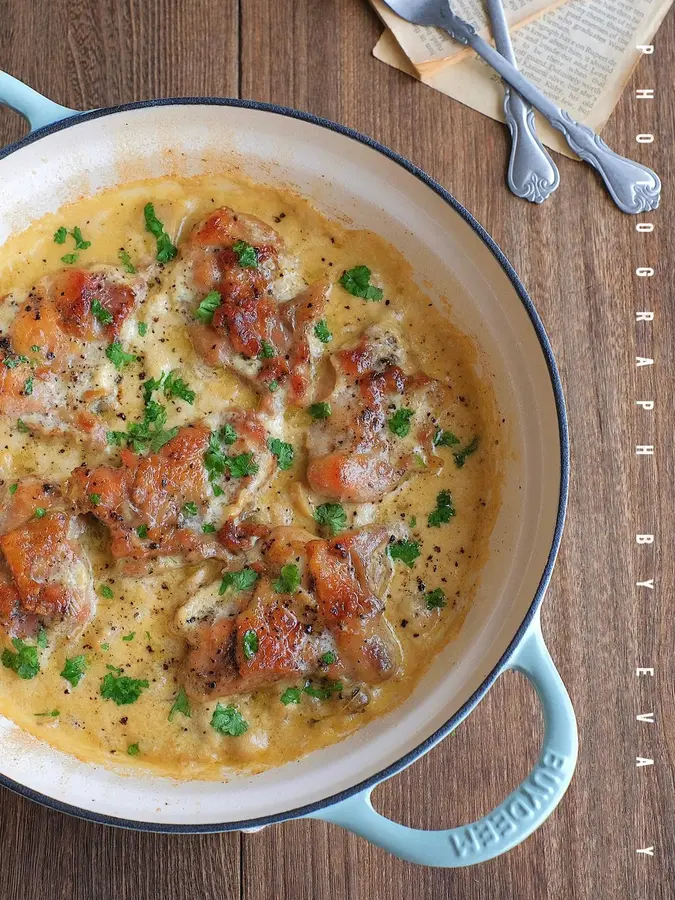 !ï¸ The French  cream chicken stew tastes really good  step 0