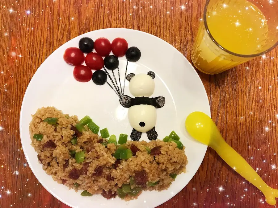 Creative children's breakfast fried rice platter