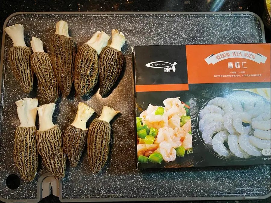 ã€Creative dishã€‘ Stuffed morel mushrooms with shrimp slippery step 0