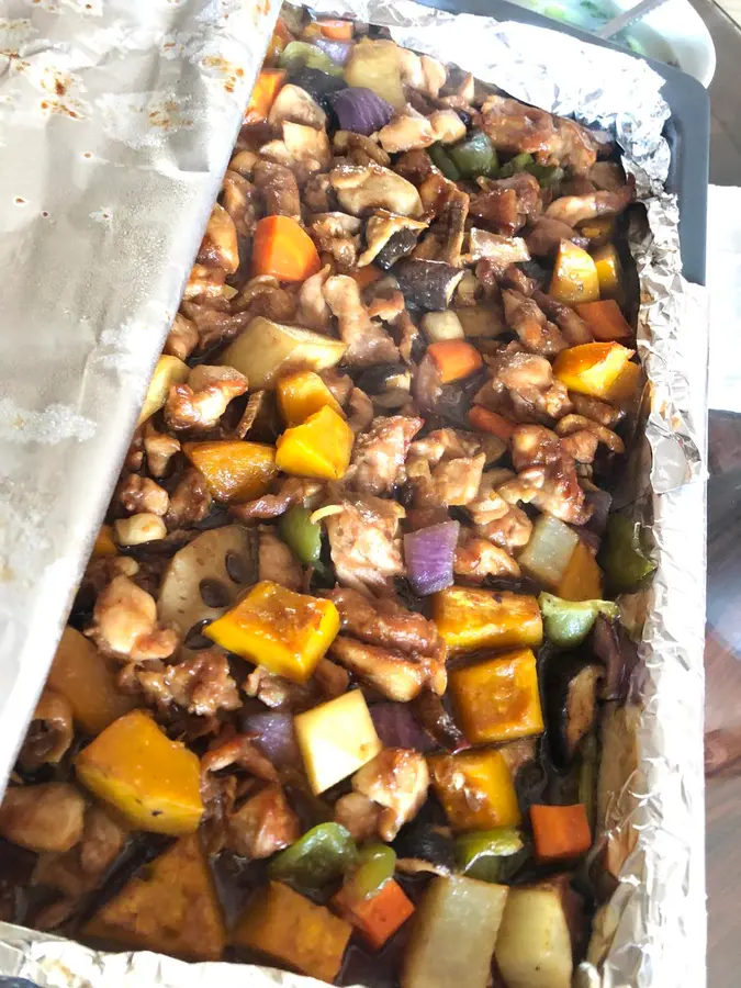 Christmas  oven dish - chicken thighs with mixed vegetables step 0