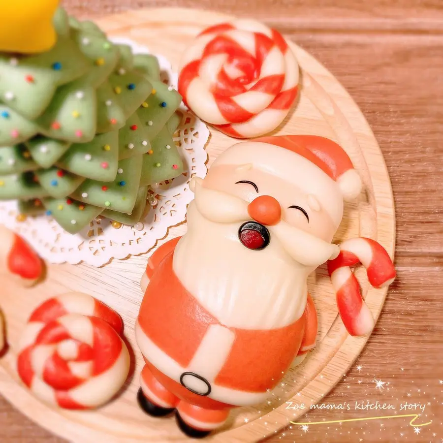 Cute shape steamed bun Christmas series 2019 Christmas Claus & Christmas tree