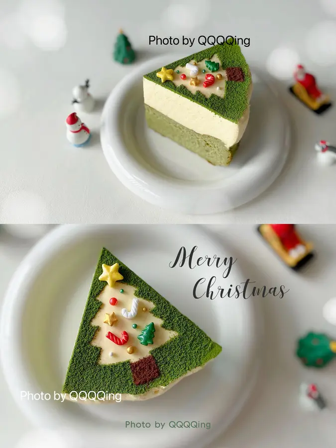  Christmas tree matcha tiramisu basque step 0