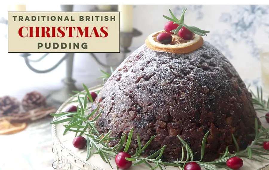 Traditional British no-bake Christmas pudding