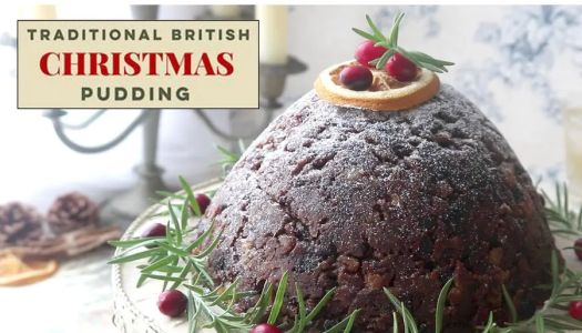 Traditional British no-bake Christmas pudding