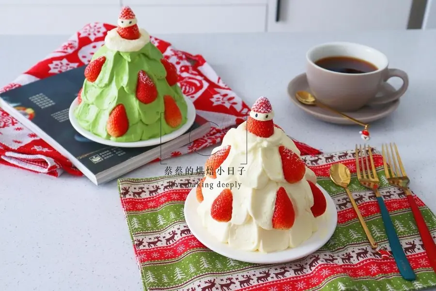 No need to wipe the dough! !ï¸ The atmosphere is full of  Christmas tree cakes step 0