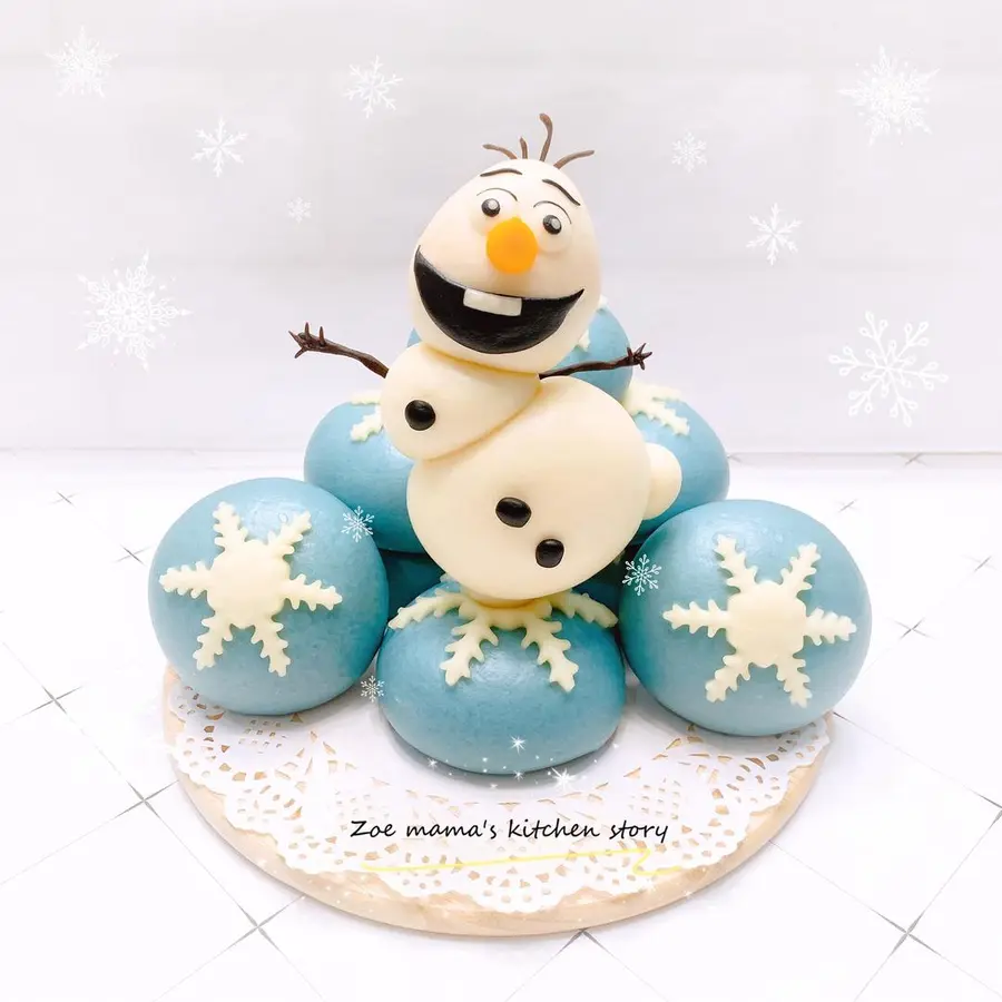 Cute shaped steamed buns Frozen-Snow Treasure Olaf➕ is a super simple and good-looking snowflake-shaped steamed bun ❄️☃️