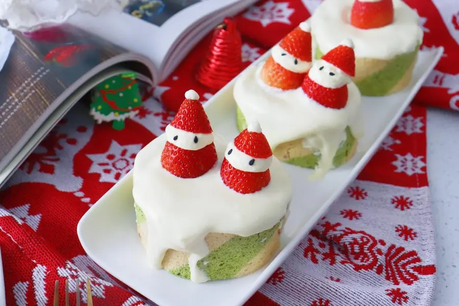 Little fresh Christmas wind|【Matcha strawberry two-color cake roll】