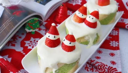 Little fresh Christmas wind|【Matcha strawberry two-color cake roll】