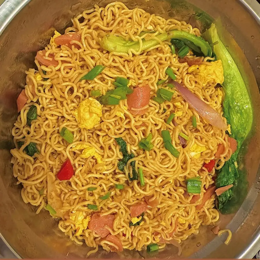 Late-night cafeteria — fried instant noodles