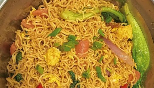 Late-night cafeteria — fried instant noodles