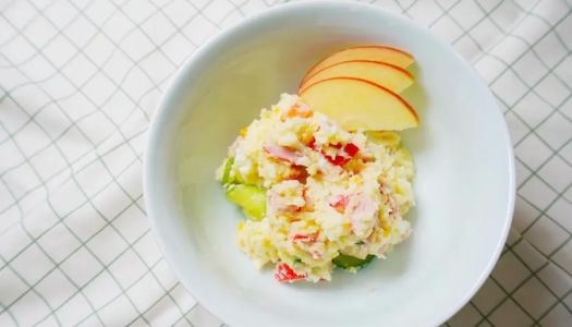 Mashed potato salad at a late-night cafeteria