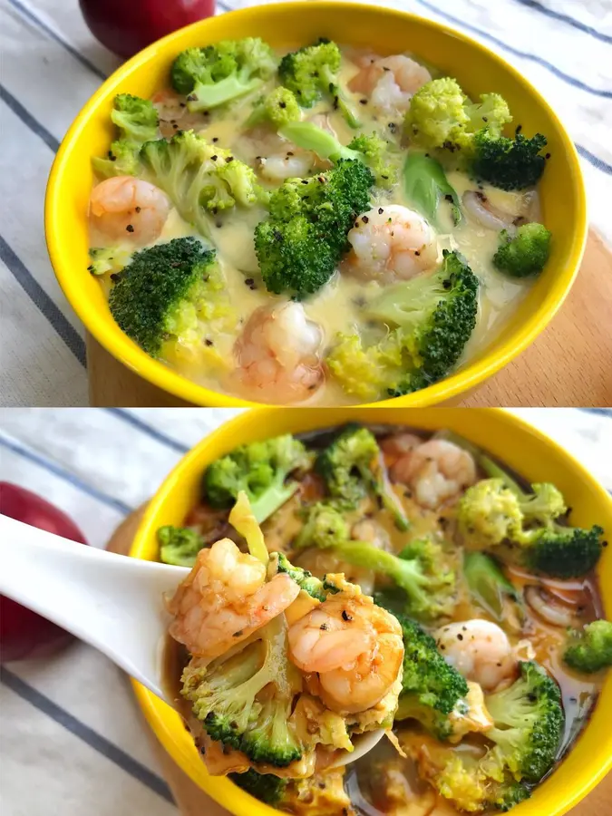 Steamed eggs with shrimp and broccoli and tofu! The explosion is delicious! step 0