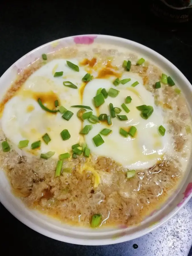 Steamed eggs with minced meat step 0