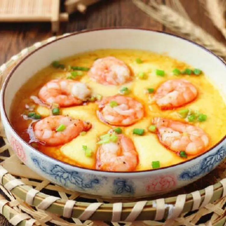 Steamed eggs with shrimp