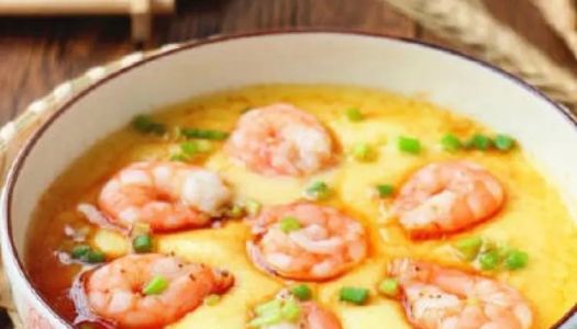 Steamed eggs with shrimp