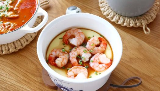 Steamed eggs with shrimp / steamed eggs with minced meat