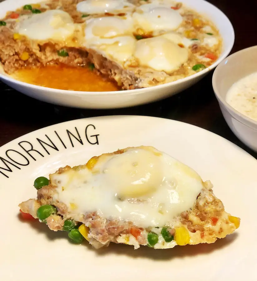 Steamed eggs with minced meat that can be eaten for three meals