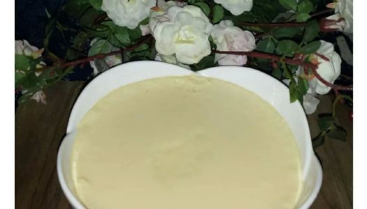 Steamed egg custard with bamboo shoot tips