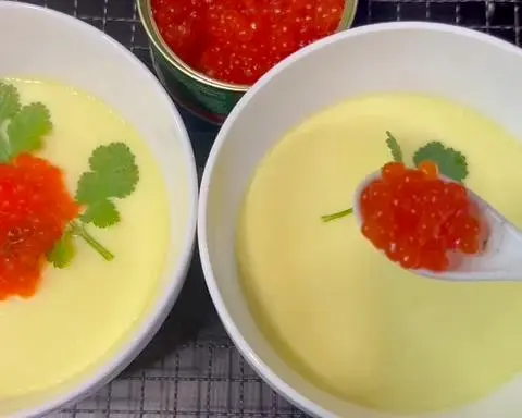 Steamed egg custard with caviar step 0