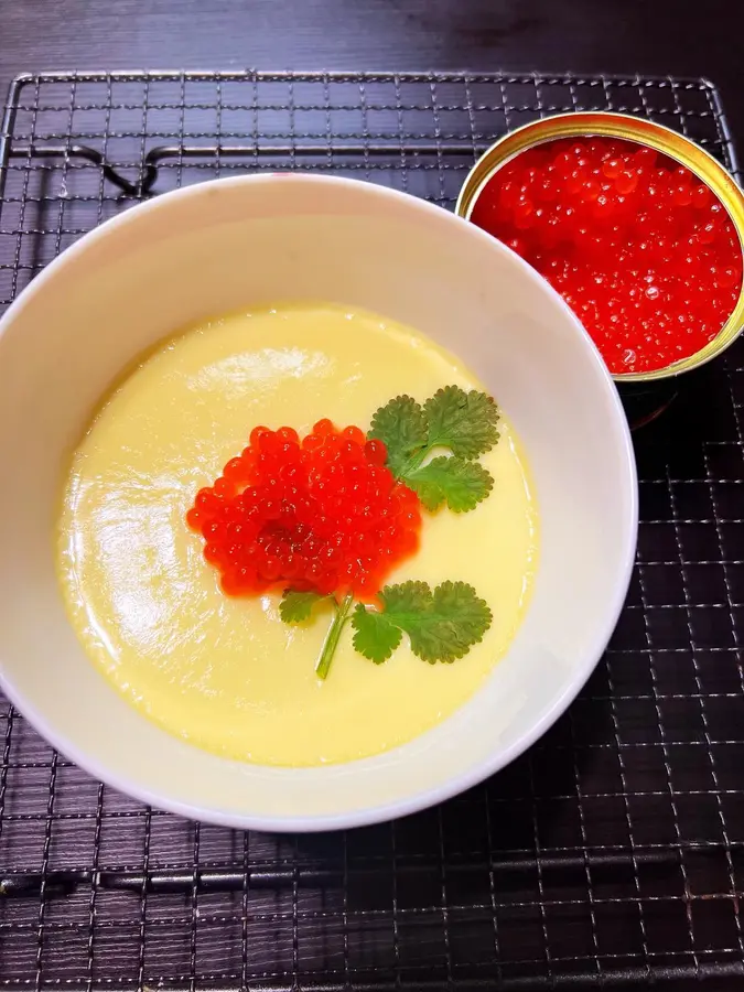 Steamed egg custard with caviar step 0