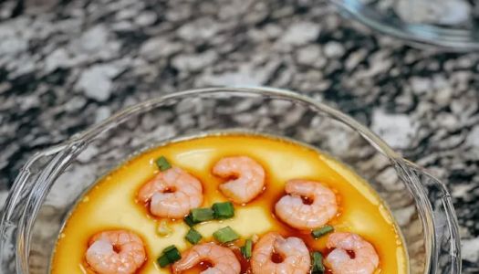 Steamed eggs with shrimp