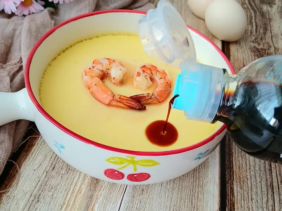 Steamed egg custard with shrimp with tender texture step 0