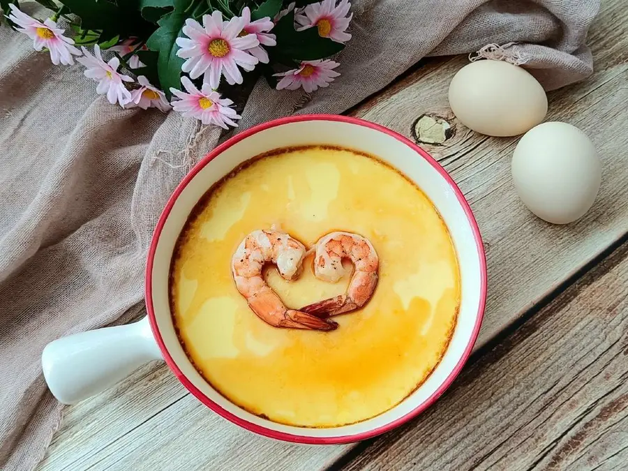 Steamed egg custard with shrimp with tender texture step 0