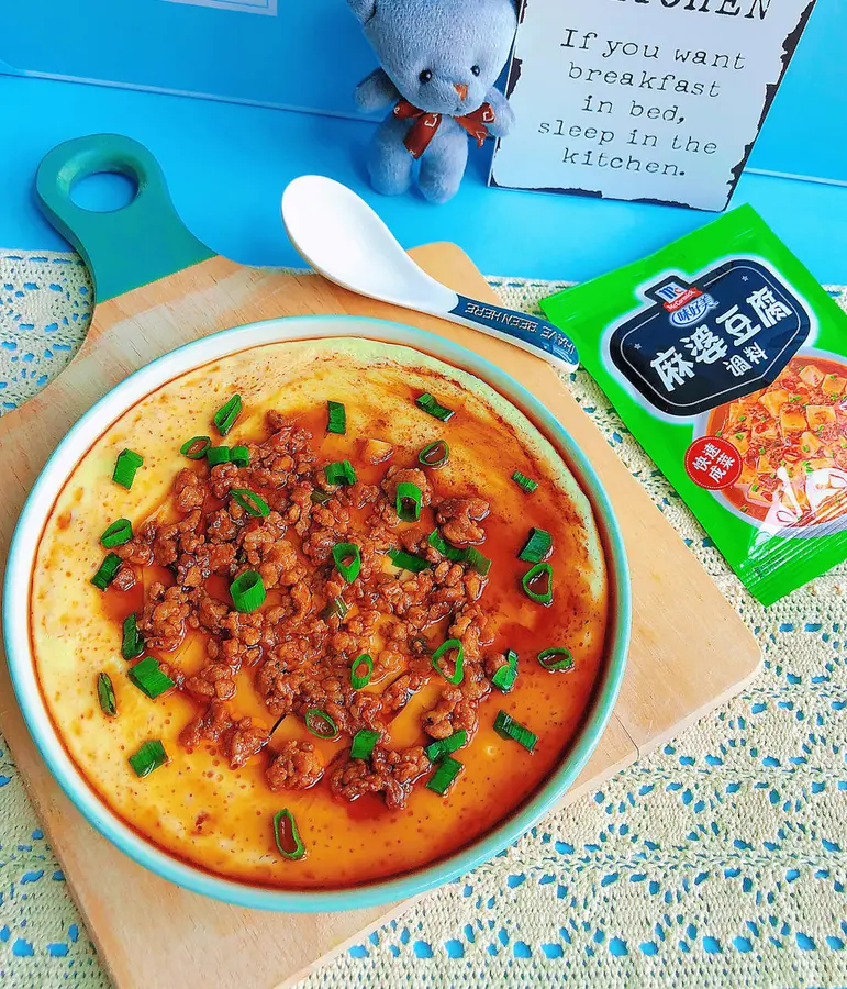 Low-carb and low-fat - spicy meat foam tofu steamed eggs