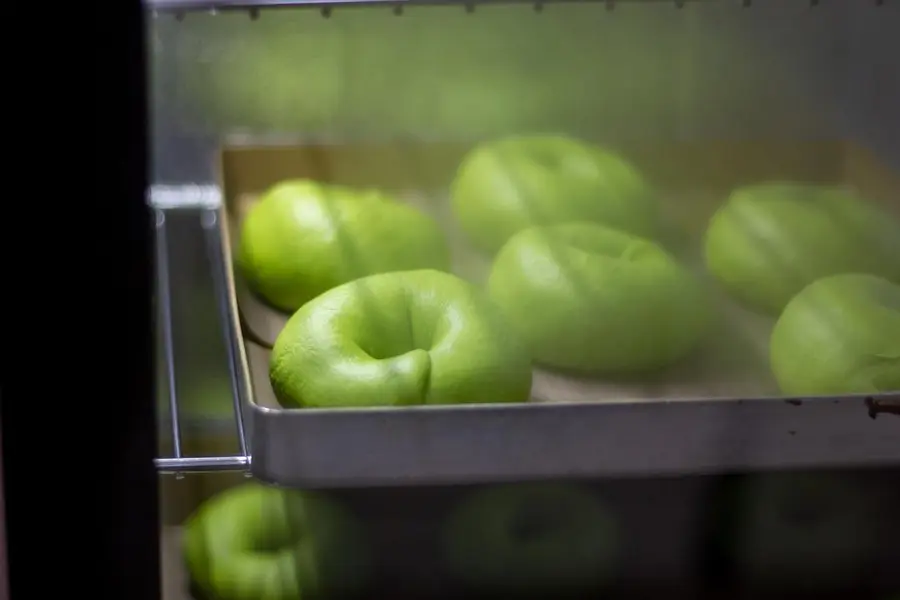 Matcha orange peel/honey bean cheese bagel  small fresh sweet  oven step 0