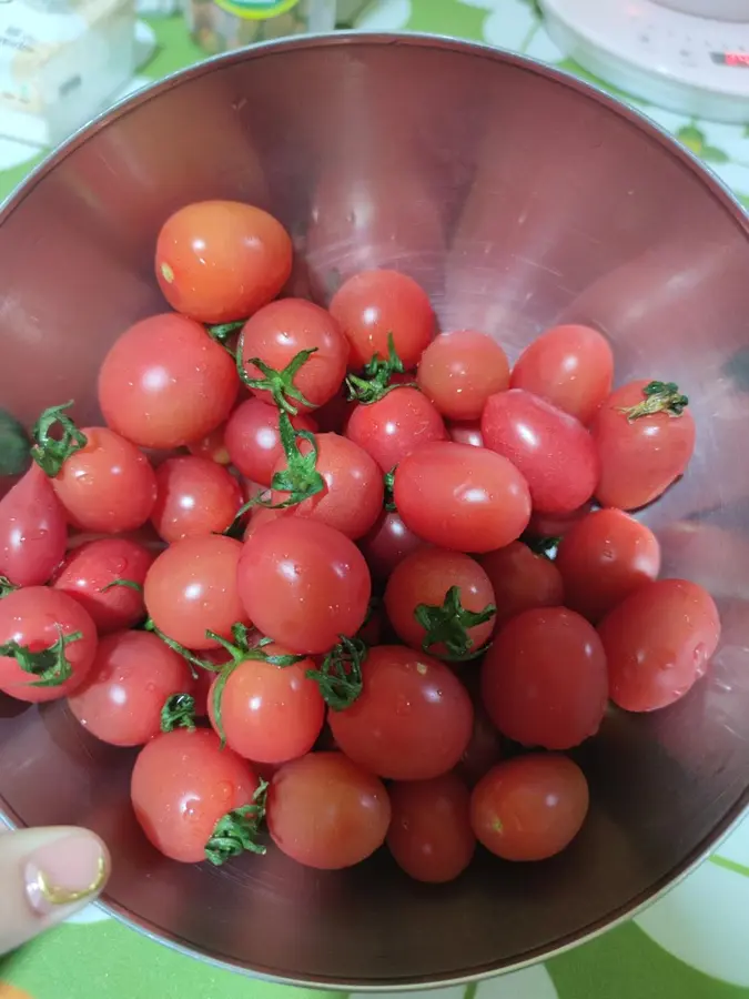 A small fresh plum and tomato in the Chinese New Year's Eve dinner step 0