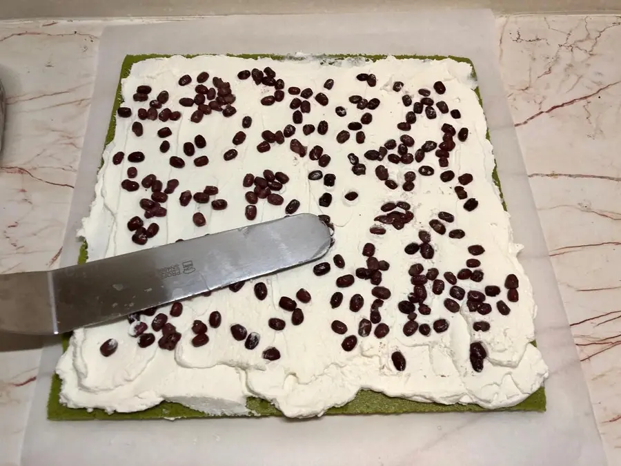 Matcha cream honey bean cake roll! !ï¸ step 0