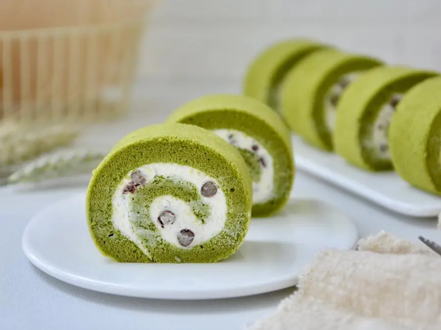 Matcha cream honey bean cake roll! !ï¸ step 0