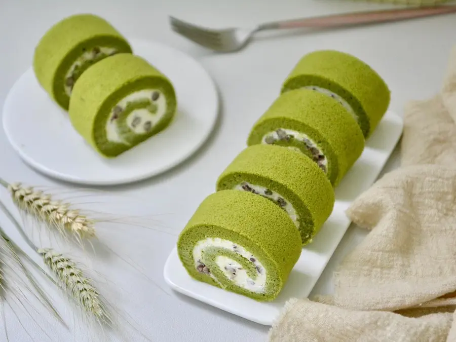 Matcha cream honey bean cake roll! !ï¸ step 0