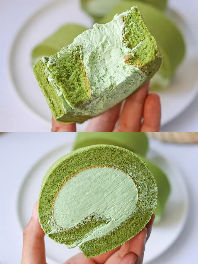 The small fresh matcha cake roll â—ï¸ is suitable for novices, and it is fluffy and does not crack step 0