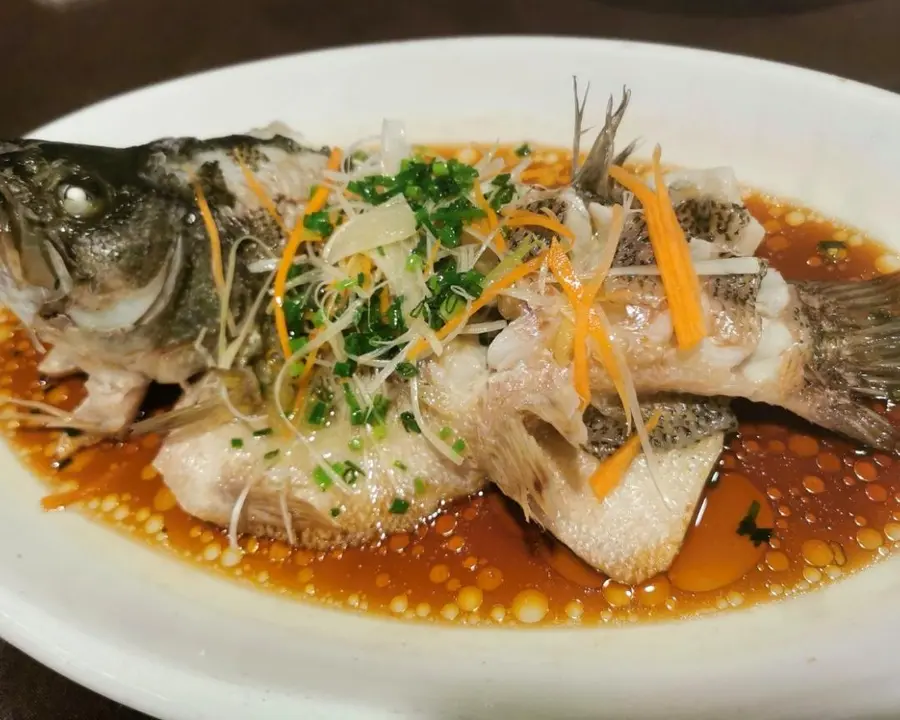 Steamed sea bass