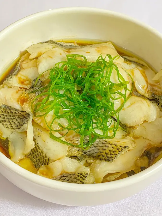 Steamed sea bass fillet