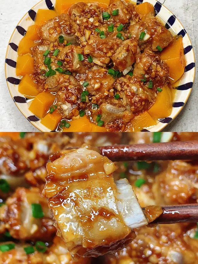 Tender and delicious! Pumpkin garlic steamed pork ribs that are so delicious that you lick your fingers step 0