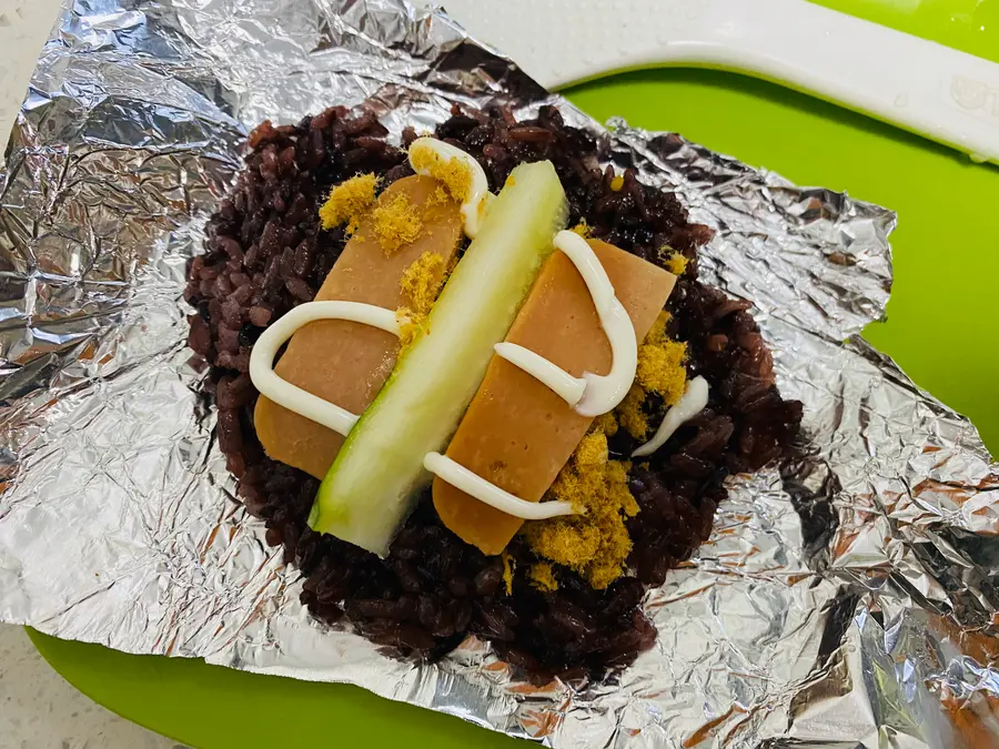 Purple rice balls for school breakfast step 0