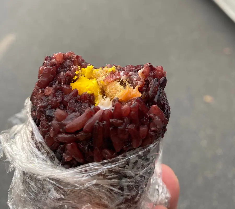 Purple rice balls for school breakfast step 0