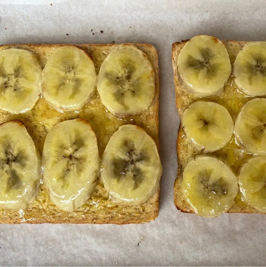 Delicious non-fat â—ï¸ banana roasted ãŠ™ï¸ toast five minutes fast breakfast step 0