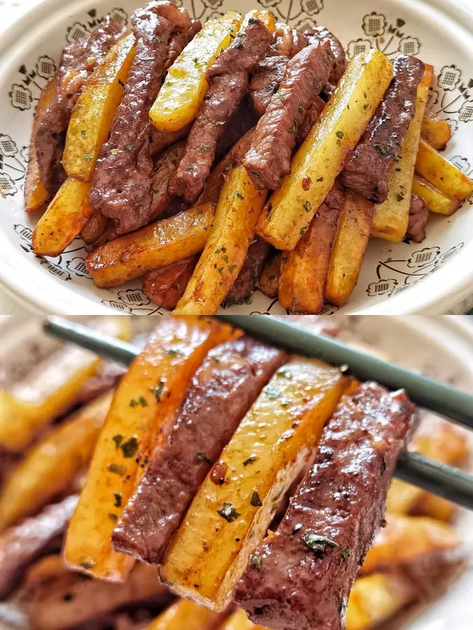 Tender and juicy! !️ Addictive steak potato frying pan in one ㊙️ bite