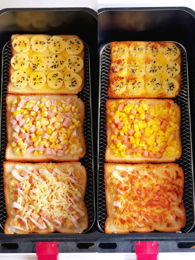 3 flavors of toast mini pizza, crispy and sweet, a 15-minute fast breakfast that is not repeated for a week