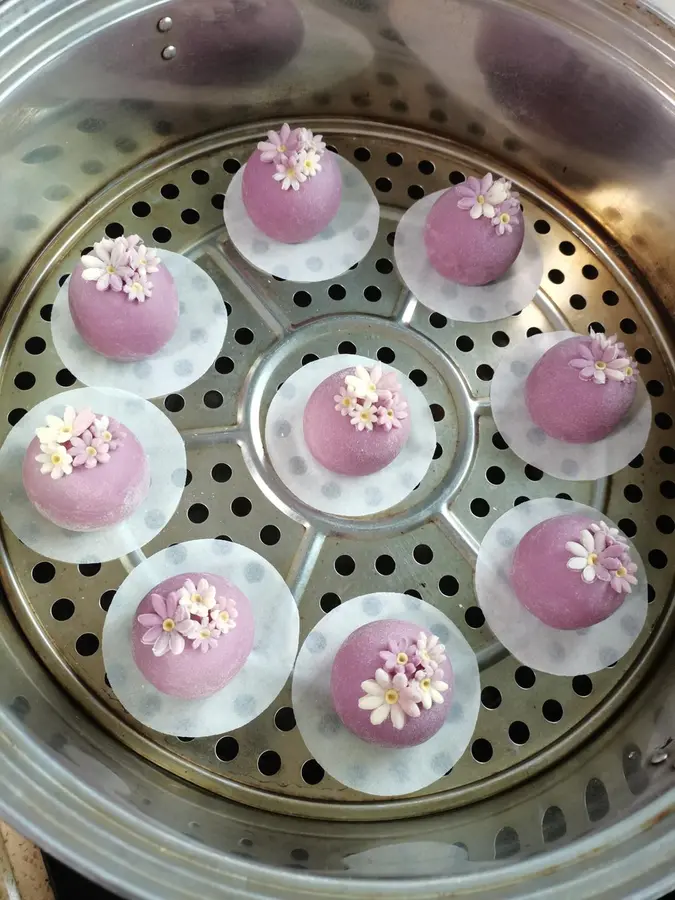 Purple sweet potato flower steamed buns step 0