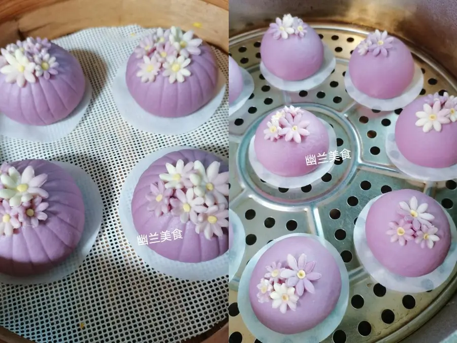 Purple sweet potato flower steamed buns step 0