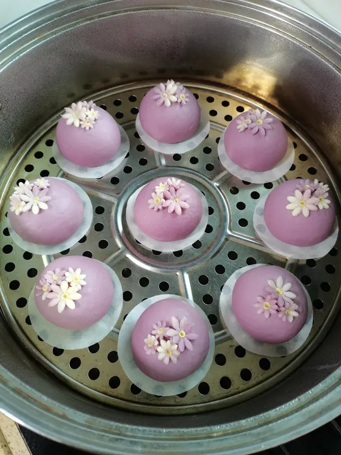 Purple sweet potato flower steamed buns step 0