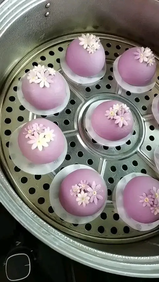 Purple sweet potato flower steamed buns step 0