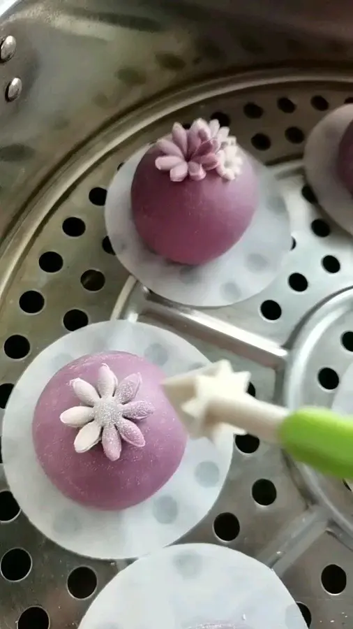 Purple sweet potato flower steamed buns step 0