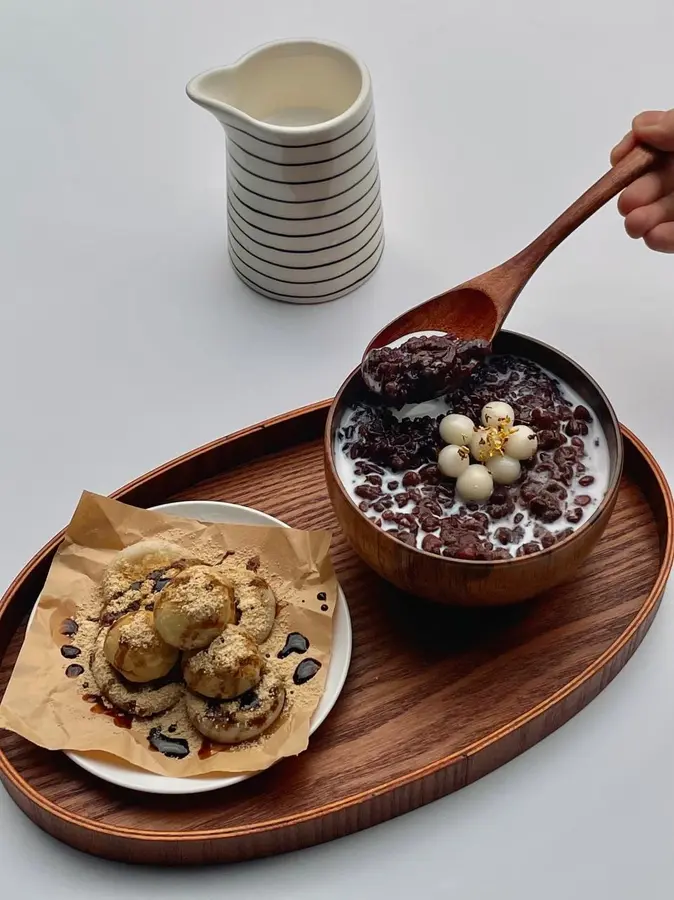 Chinese breakfast|red beans and black glutinous rice + glutinous rice balls  step 0