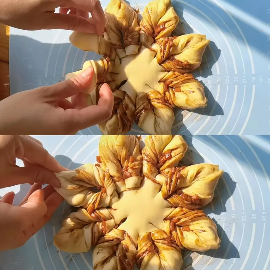 Brown sugar, cinnamon, apples, snowflake bread step 0